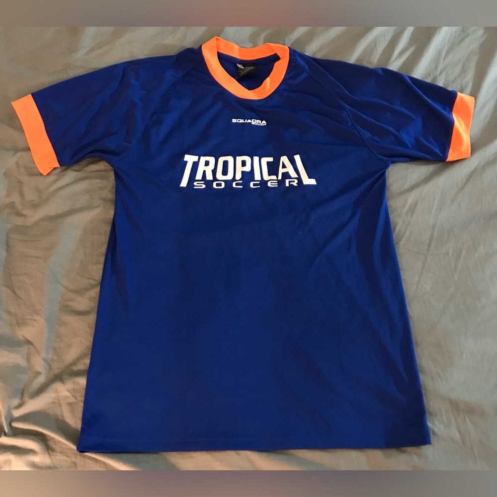Tropical Soccer Football Jersey blue and orange